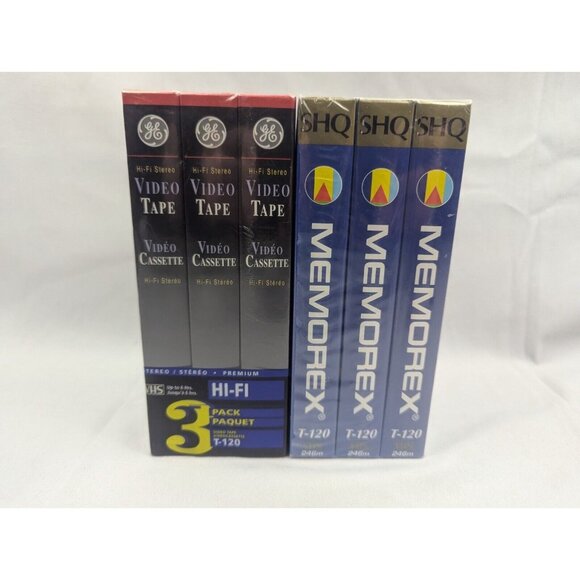 VHS Blank Lot Video Cassette Tape Memorex GE SHQ 120 6 VHS - Picture 5 of 6